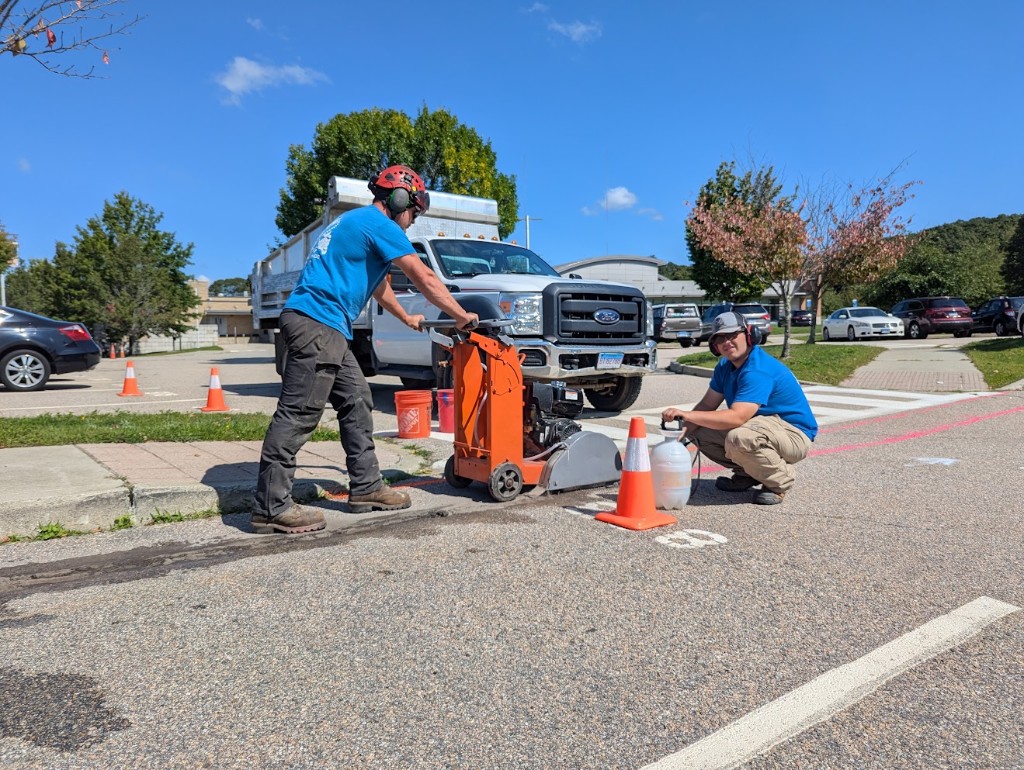 C&G Outdoor Services equipment at an active work site